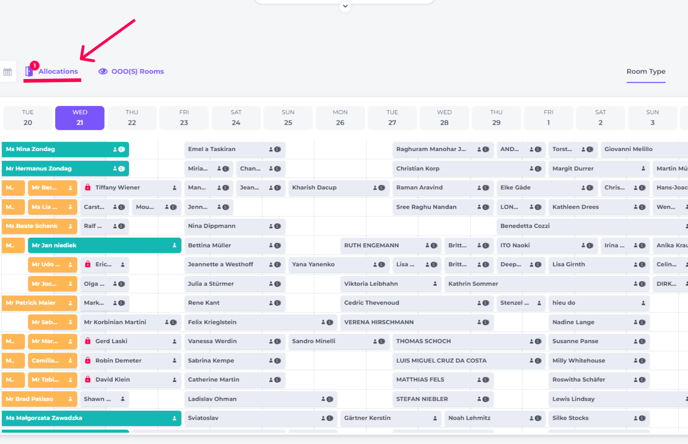 Showing the Allocation toggle